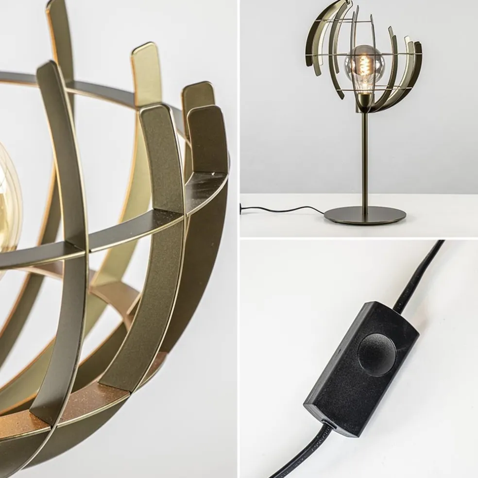 Metalen tafellamp Terra met oud messing afwerking