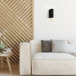 Metalen wandlamp zwart met overlap