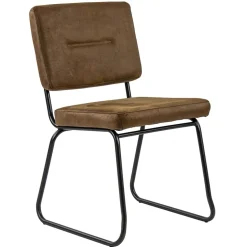 Micro lederen eetkamerstoel camel met zwart frame