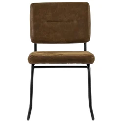 Micro lederen eetkamerstoel camel met zwart frame