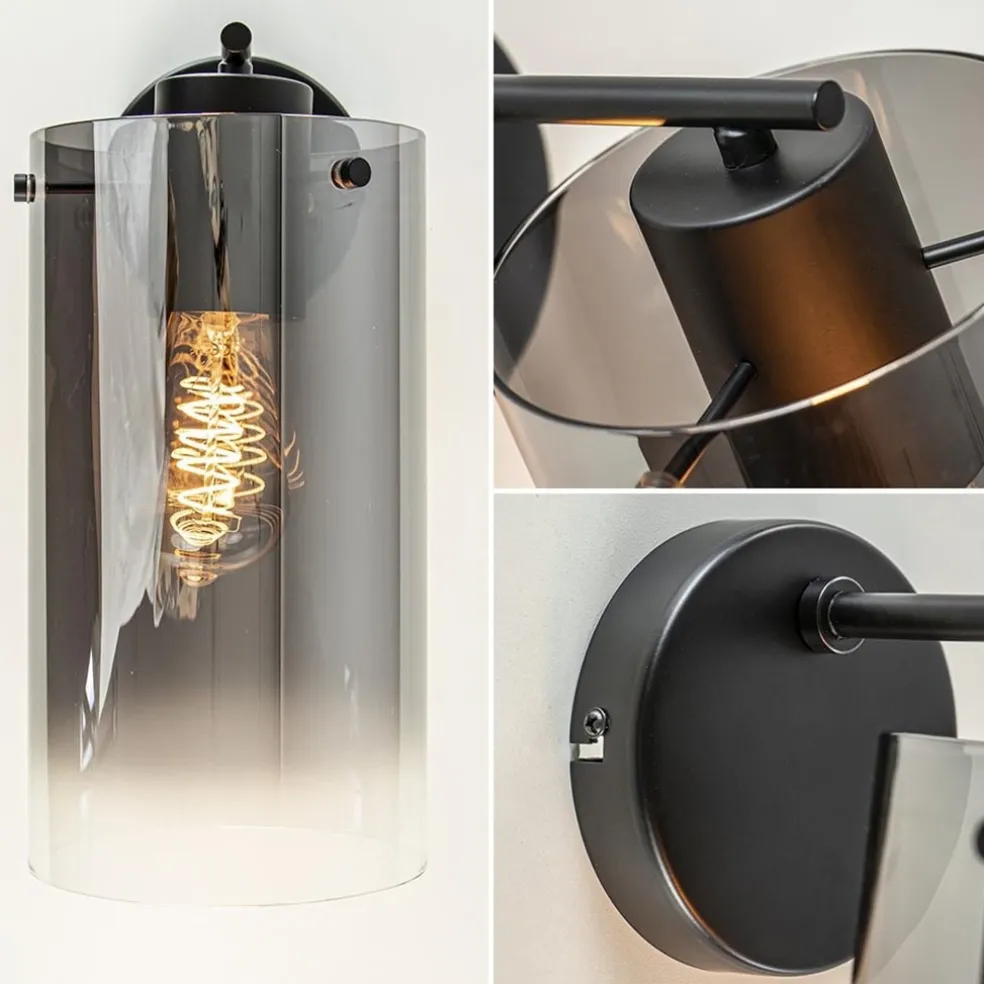 Modern klassieke wandlamp cilinder met smoke glas