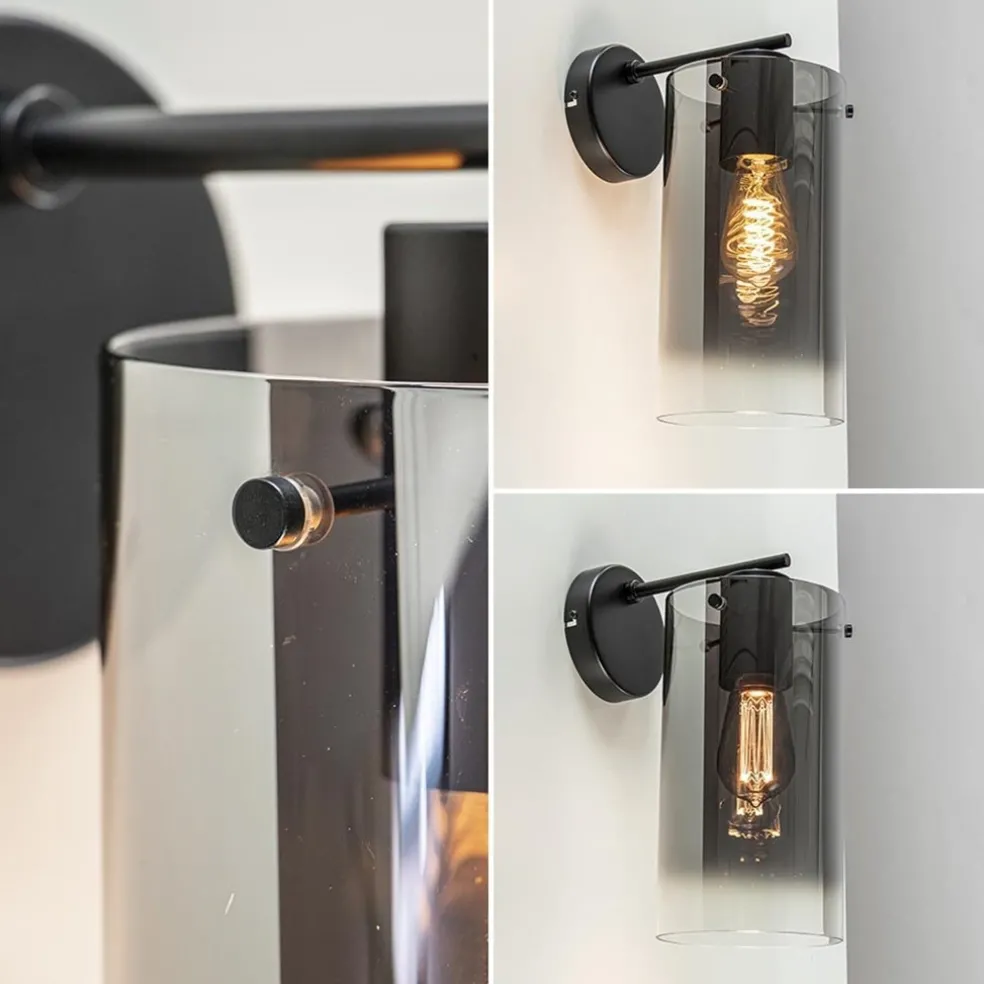 Modern klassieke wandlamp cilinder met smoke glas