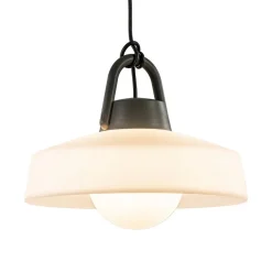 Moderne buitenlamp hang antraciet met wit IP65