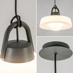 Moderne buitenlamp hang antraciet met wit IP65