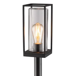 Moderne buitenlamp lantaarn op paal zwart met helder glas