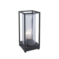 Moderne buitenlamp tafel zwart aluminium met helder glas