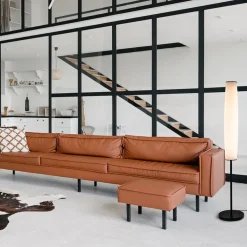 Moderne design vloerlamp zwart met opaal glas dim to warm