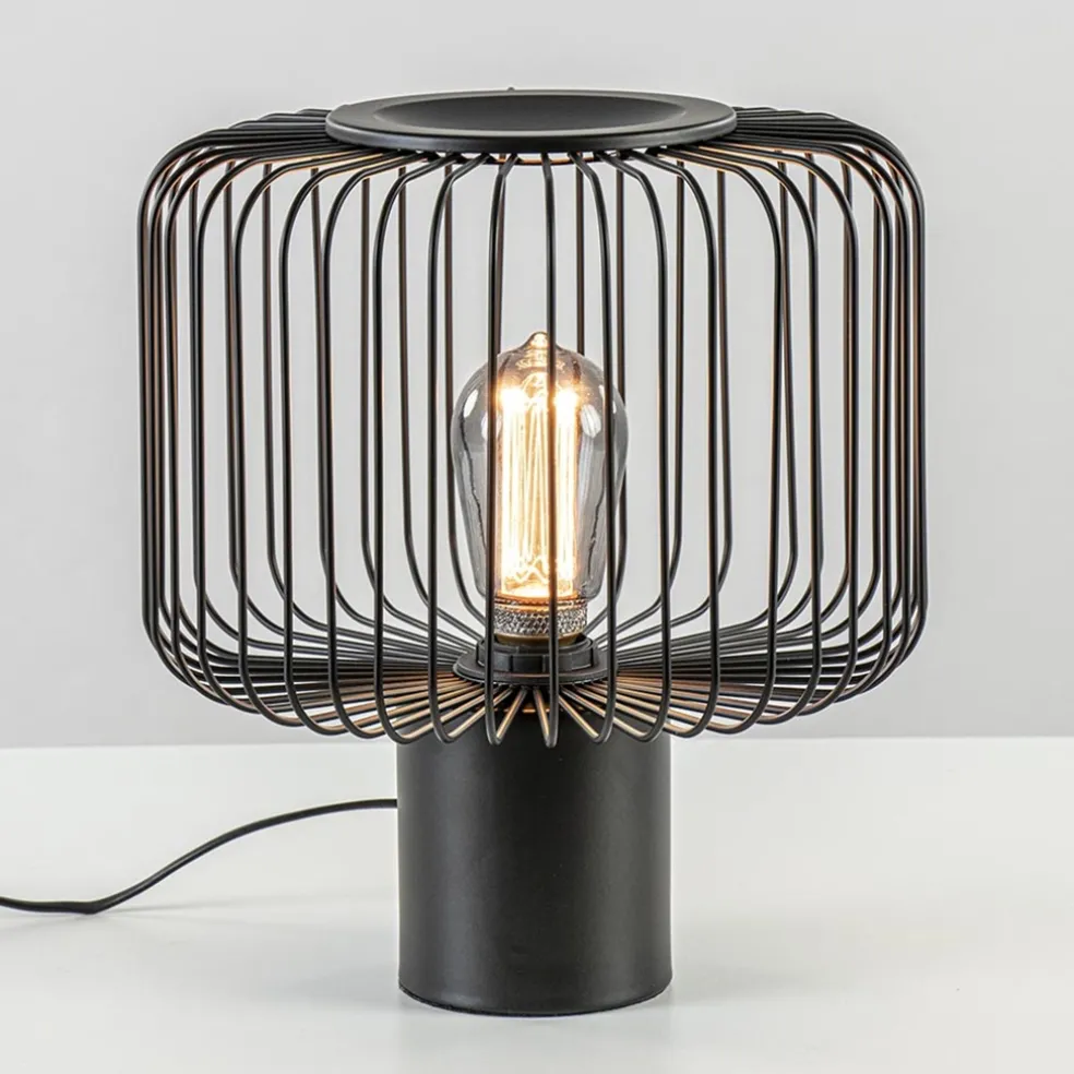 Moderne draad tafellamp mat zwart