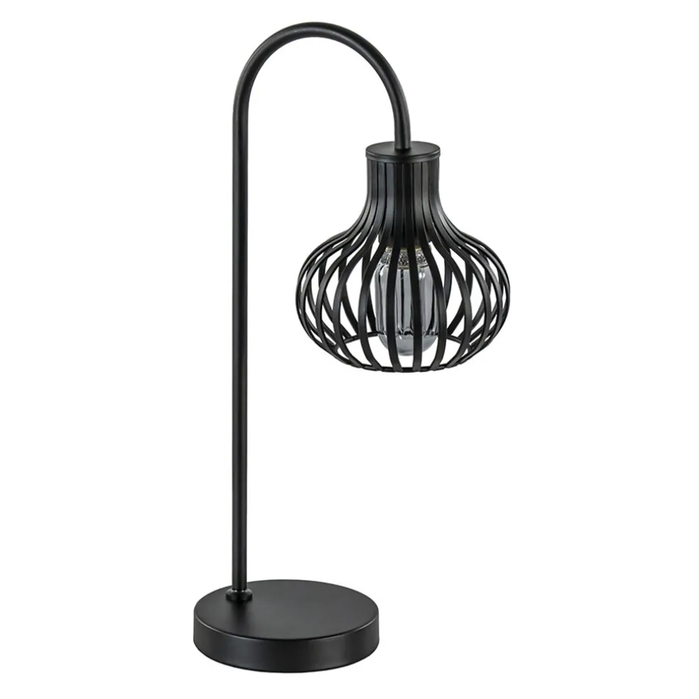 Moderne draad tafellamp onion mat zwart