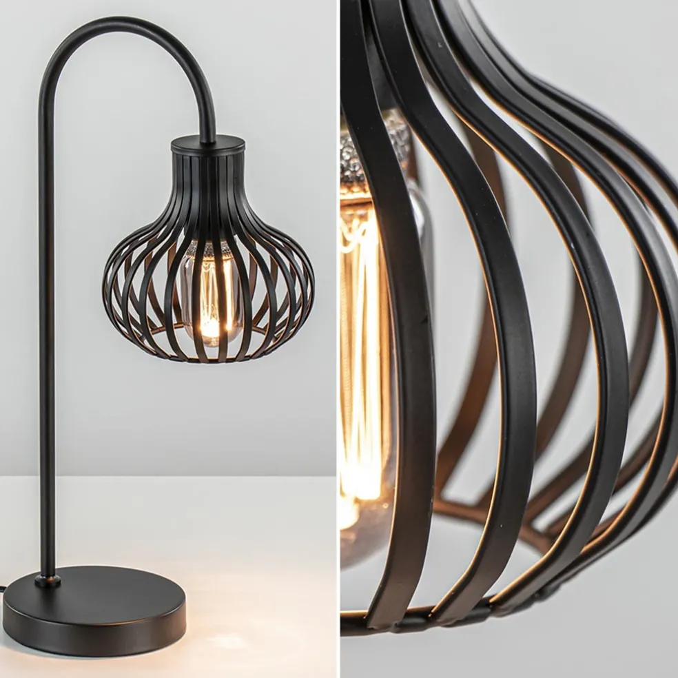 Moderne draad tafellamp onion mat zwart