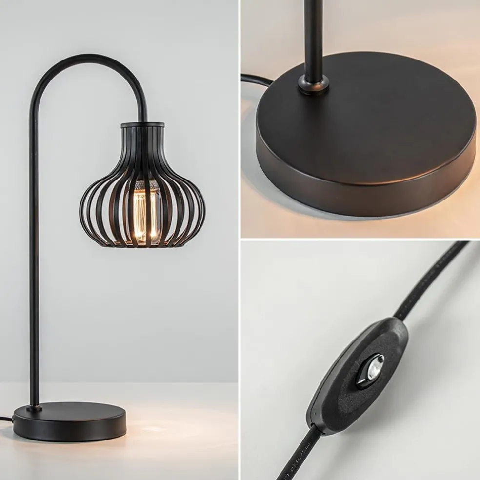 Moderne draad tafellamp onion mat zwart