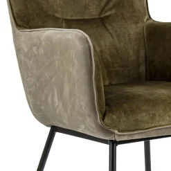 Moderne eetkamerstoel leder met stoffen zitting