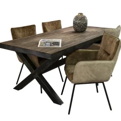 Moderne eetkamerstoel leder met stoffen zitting