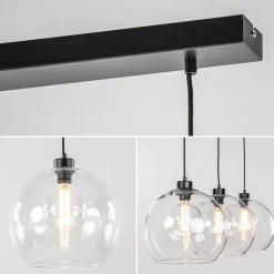 Moderne eettafelhanglamp zwart met helder glas