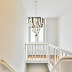 Moderne kroonluchter chroom met helder en smoke glas