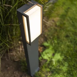 Moderne LED buitenpaal grijs rechthoek IP54