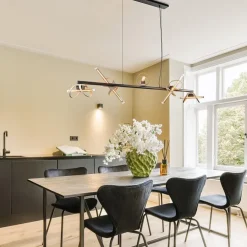 Moderne LED design hanglamp zwart met goud