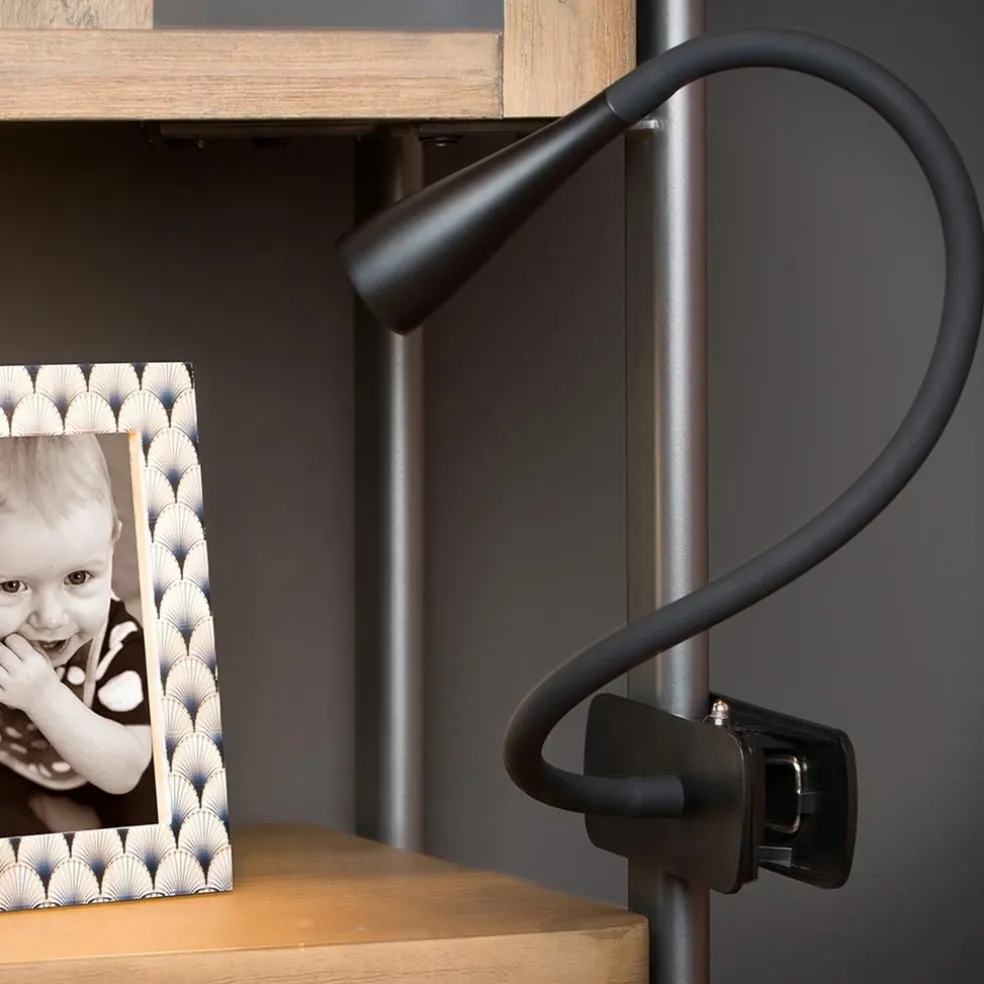 Moderne LED klemlamp zwart inclusief dimbaar LED