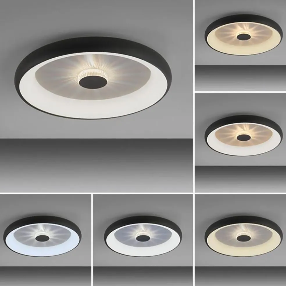 Moderne LED plafondlamp met kristaleffect zwart