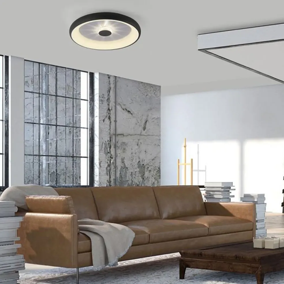 Moderne LED plafondlamp met kristaleffect zwart