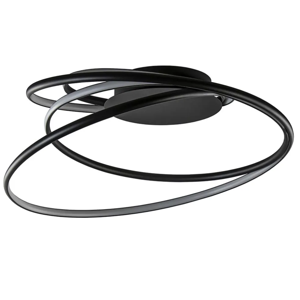 Moderne LED plafondlamp ringen zwart 3-standen dimbaar