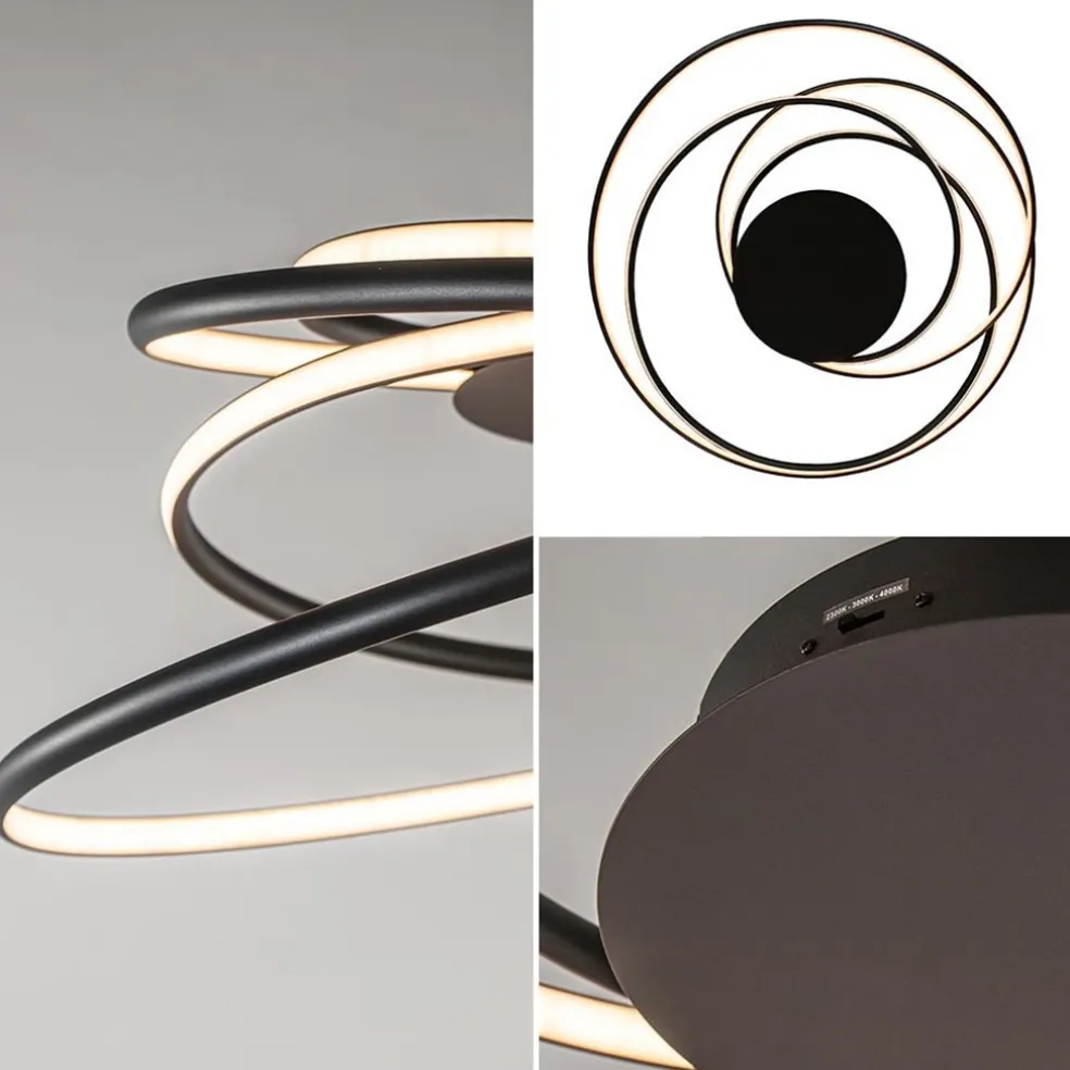 Moderne LED plafondlamp ringen zwart 3-standen dimbaar