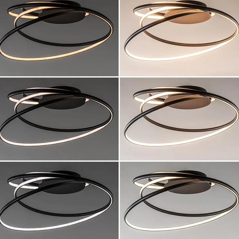 Moderne LED plafondlamp ringen zwart 3-standen dimbaar