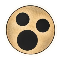 Moderne LED plafondlamp zwart met houtlook 40 cm dimbaar