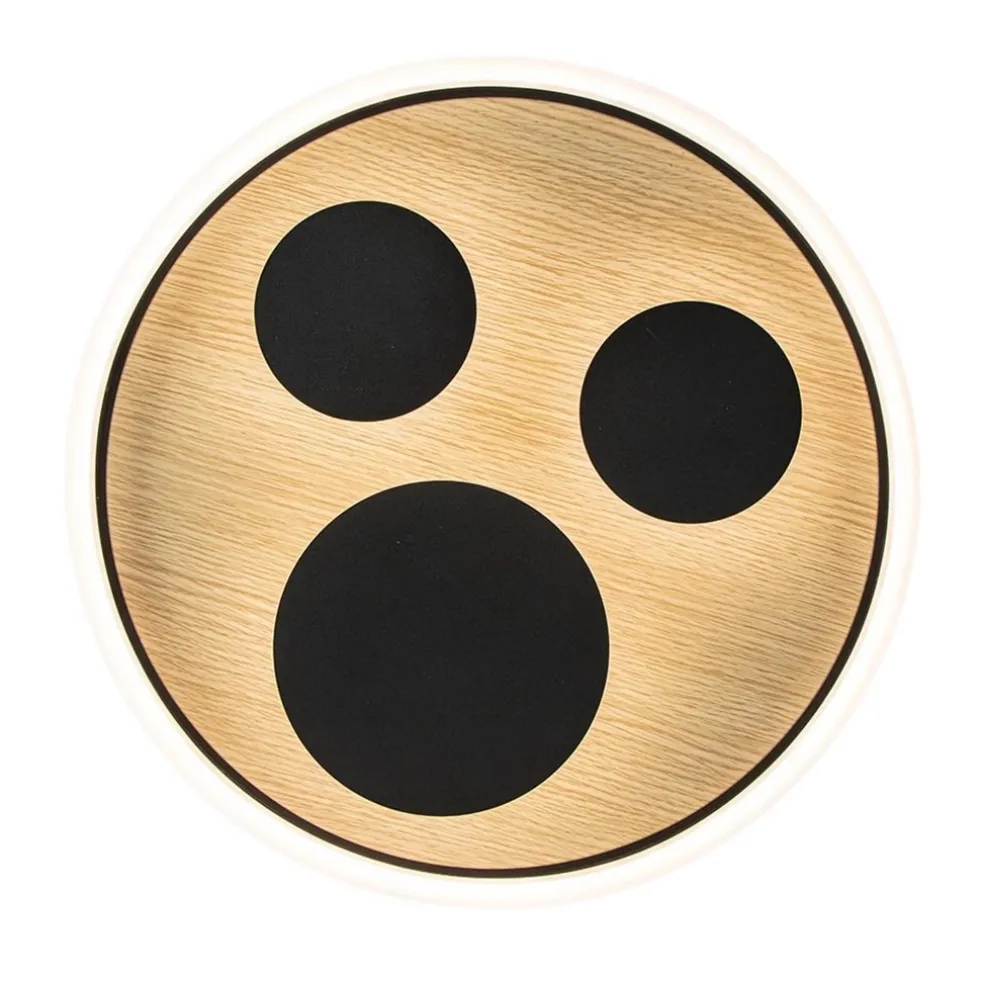 Moderne LED plafondlamp zwart met houtlook 40 cm dimbaar