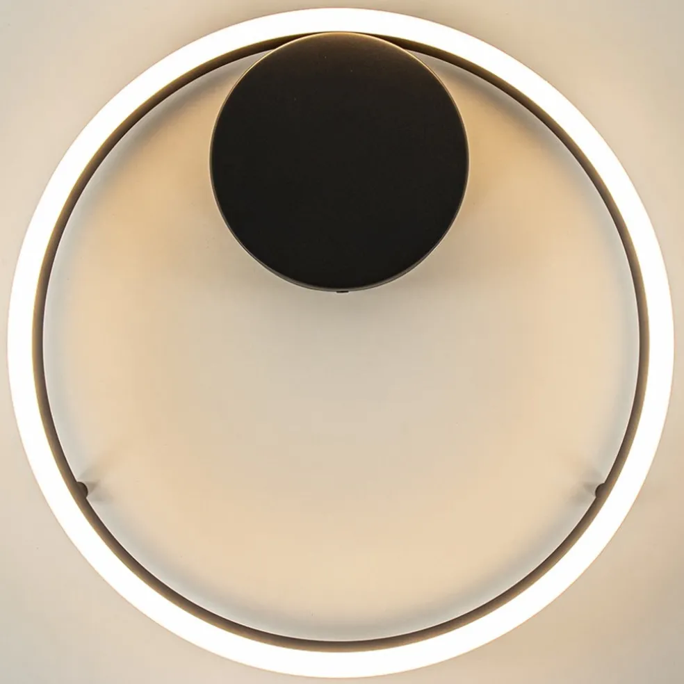 Moderne LED plafond/wandlamp ring zwart