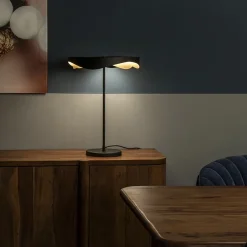Moderne LED tafellamp zwart met goud dimbaar