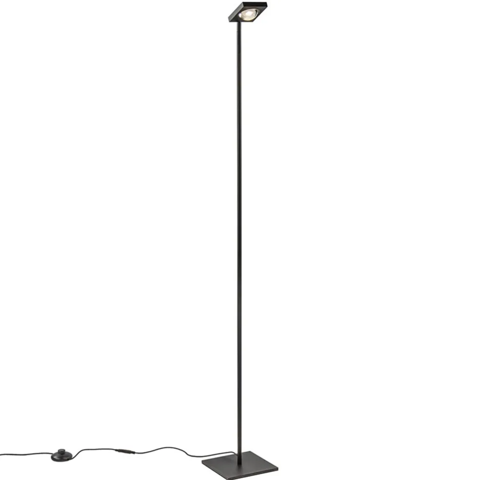 Moderne LED vloerlamp lens zwart verstelbaar