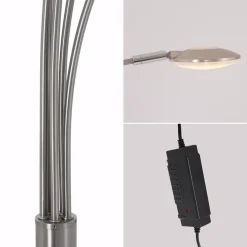 Moderne LED vloerlamp 5-lichts geborsteld staal dimbaar