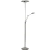Moderne LED vloerlamp nikkel met uplighter en leeslamp