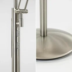Moderne LED vloerlamp nikkel met uplighter en leeslamp