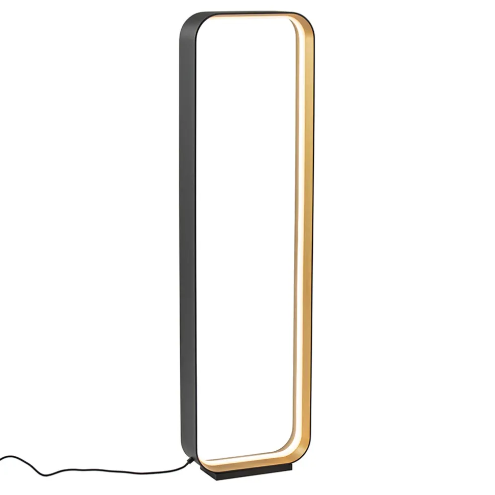 Moderne LED vloerlamp zwart/goud dim to warm