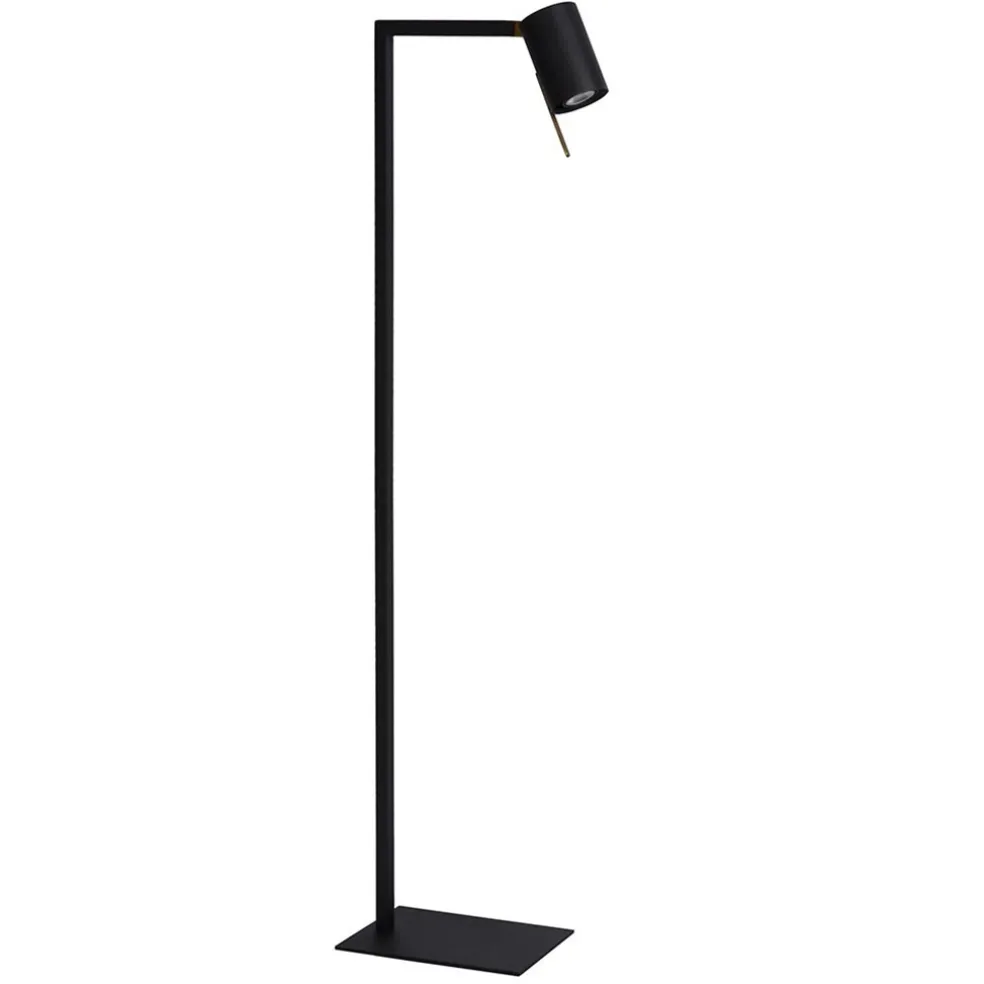 Moderne lees/vloerlamp mat zwart met brons
