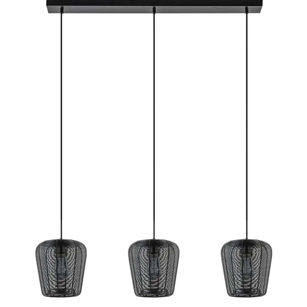 Moderne 3-lichts eettafelhanglamp Adeta mat zwart