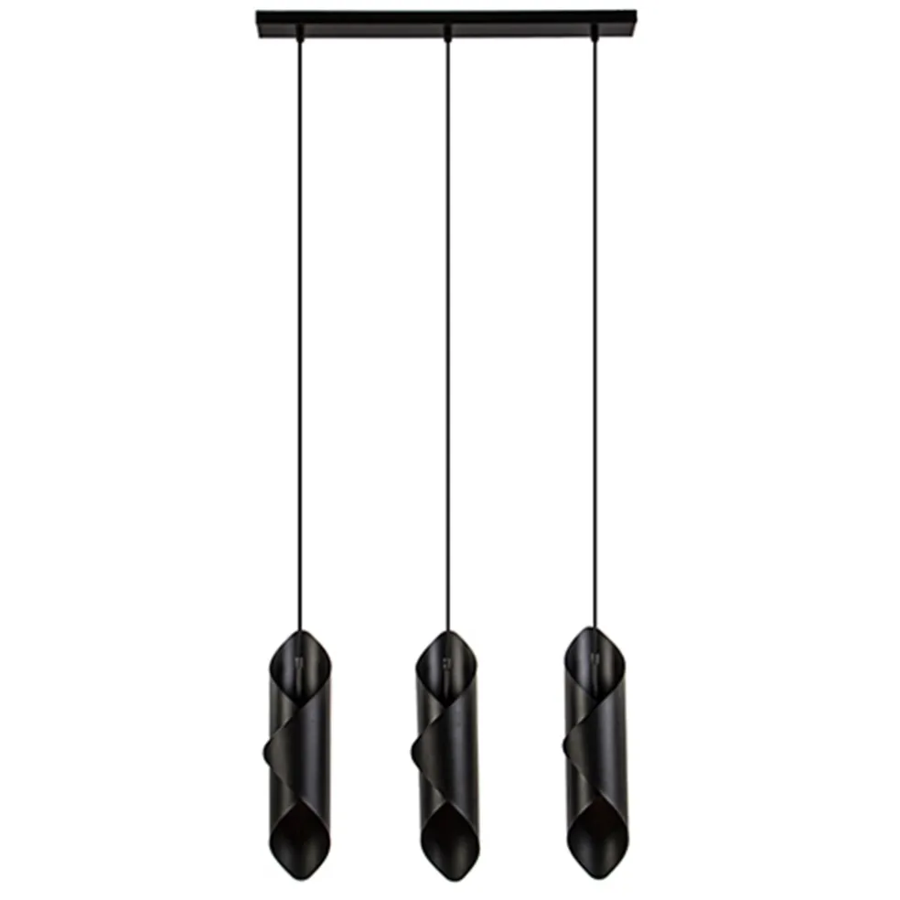 Moderne 3-lichts hanglamp zwart metaal