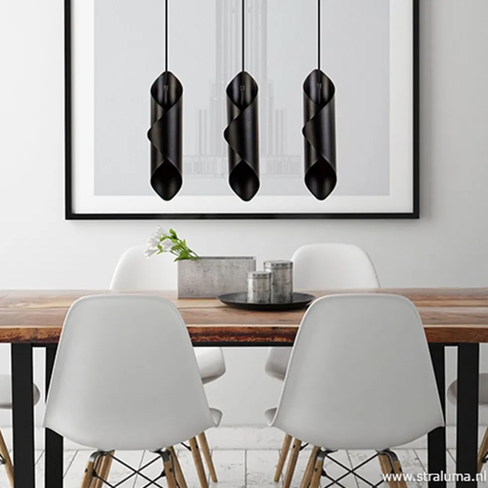 Moderne 3-lichts hanglamp zwart metaal