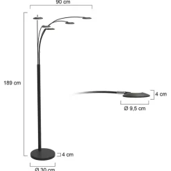 Moderne 5-lichts LED vloerlamp zwart