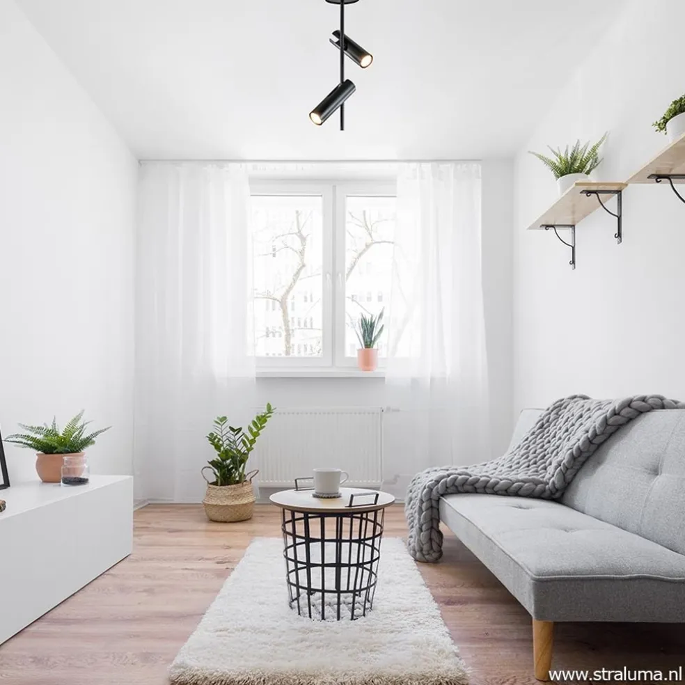 Moderne 2-lichts opbouwspot zwart verstelbaar