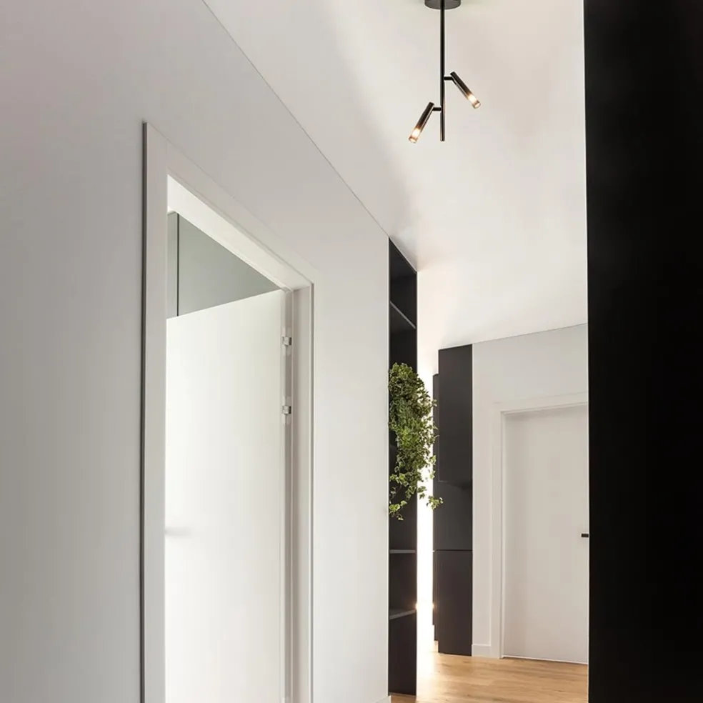 Moderne 2-lichts opbouwspot zwart G9