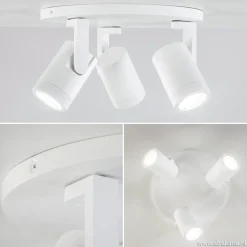 Moderne 3-lichts plafondspot wit metaal