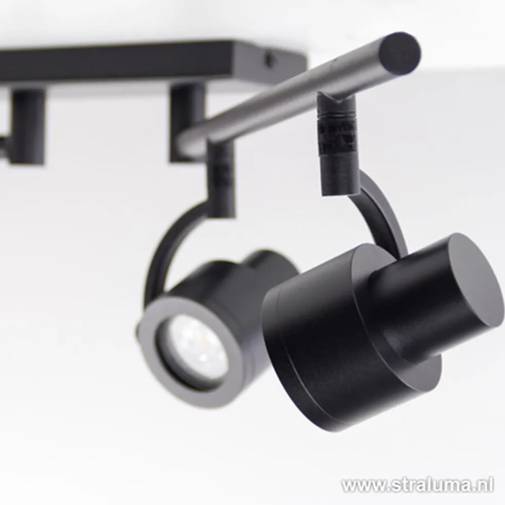 Moderne opbouwspot mat zwart 4-lichts