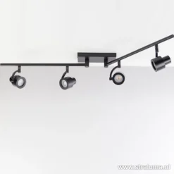 Moderne opbouwspot mat zwart 4-lichts