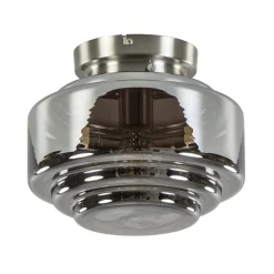 Moderne plafondlamp nikkel met smokey glas
