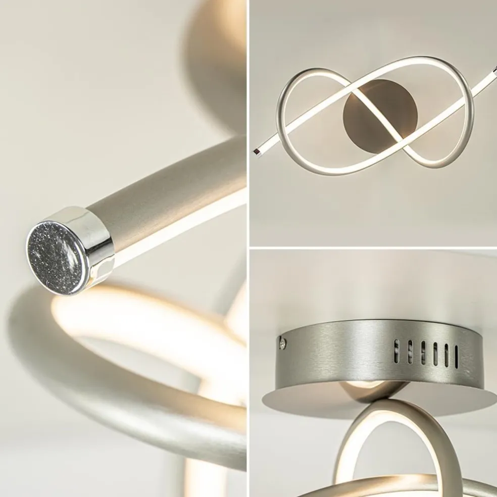 Moderne plafondlamp nikkel inclusief 3-standen dimbaar LED