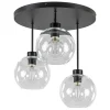 Moderne plafondlamp zwart met 20 cm helder glas
