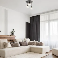 Moderne plafondlamp zwart met 20 cm helder glas